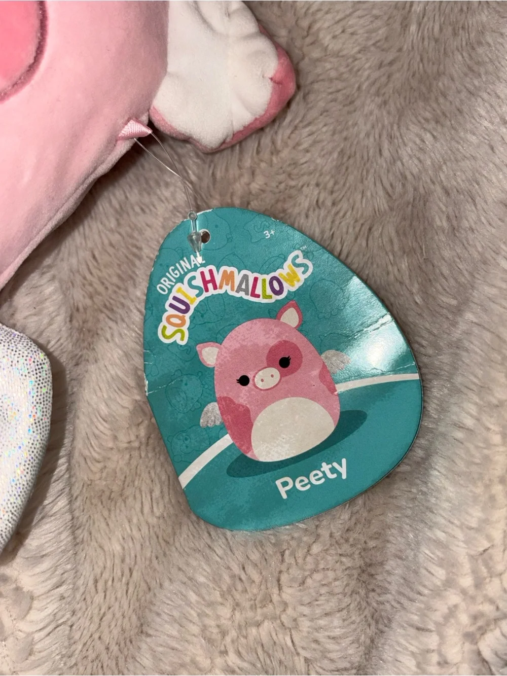 Squishmallows Pink and White Pig with Silver Wings - Peety